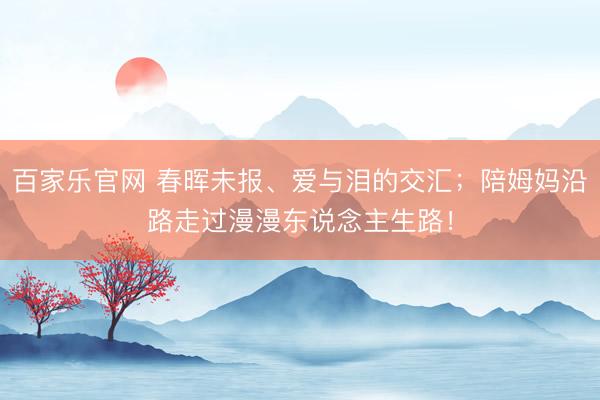 百家乐官网 春晖未报、爱与泪的交汇;陪姆妈沿路走过漫漫东说念主生路!