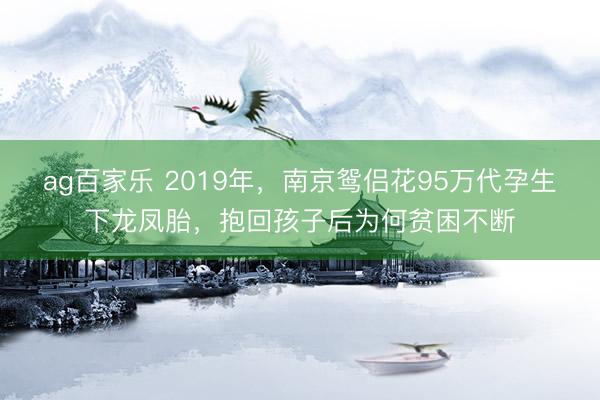 ag百家乐 2019年，南京鸳侣花95万代孕生下龙凤胎，抱回孩子后为何贫困不断