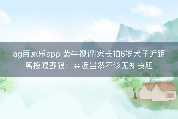 ag百家乐app 紫牛视评|家长拍6岁犬子近距离投喂野狼:亲近当然不该无知丧胆