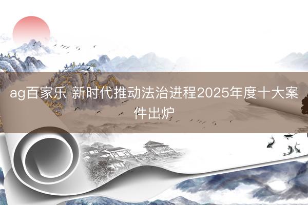 ag百家乐 新时代推动法治进程2025年度十大案件出炉