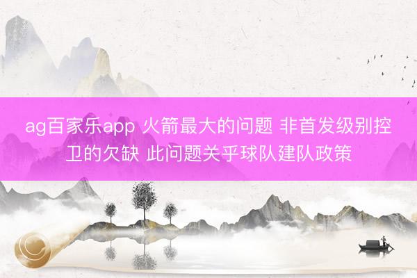 ag百家乐app 火箭最大的问题 非首发级别控卫的欠缺 此问题关乎球队建队政策