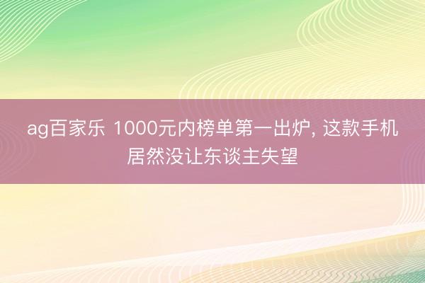 ag百家乐 1000元内榜单第一出炉， 这款手机居然没让东谈主失望