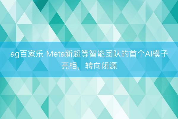 ag百家乐 Meta新超等智能团队的首个AI模子亮相，转向闭源