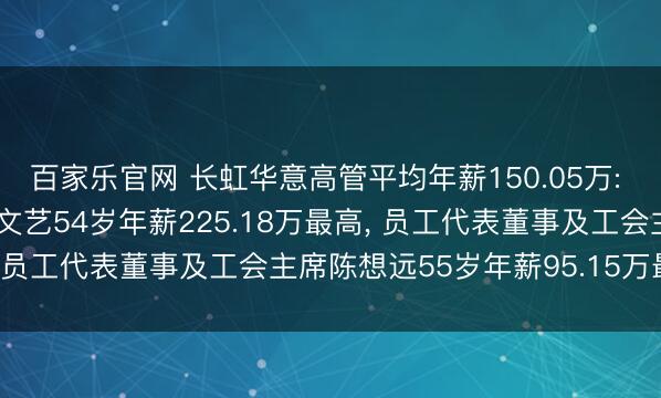 百家乐官网 长虹华意高管平均年薪150.05万: 总司理及非孤立董事肖文艺54岁年薪225.18万最高， 员工代表董事及工会主席陈想远55岁年薪95.15万最低