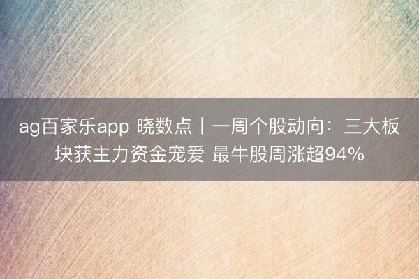 ag百家乐app 晓数点丨一周个股动向：三大板块获主力资金宠爱 最牛股周涨超94%