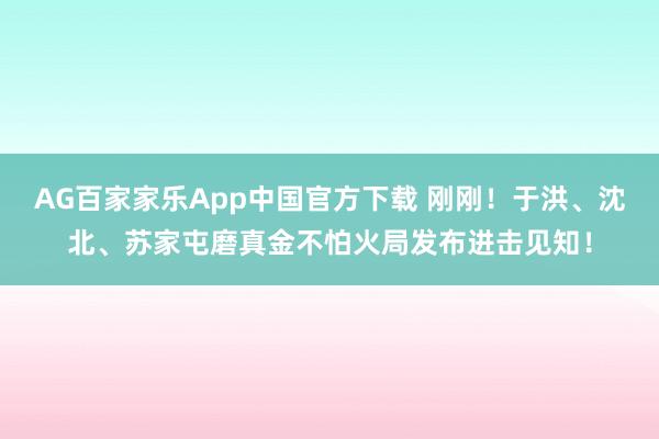 AG百家家乐App中国官方下载 刚刚!于洪、沈北、苏家屯磨真金不怕火局发布进击见知!