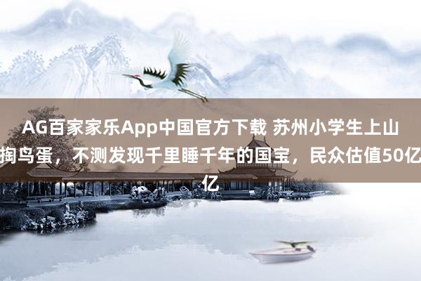 AG百家家乐App中国官方下载 苏州小学生上山掏鸟蛋,不测发现千里睡千年的国宝,民众估值50亿