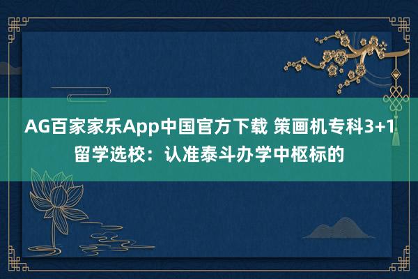AG百家家乐App中国官方下载 策画机专科3+1留学选校:认准泰斗办学中枢标的