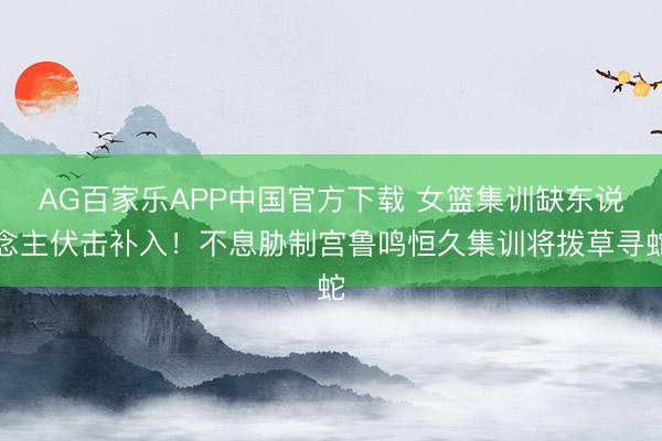 AG百家乐APP中国官方下载 女篮集训缺东说念主伏击补入！不息胁制宫鲁鸣恒久集训将拨草寻蛇