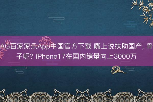 AG百家家乐App中国官方下载 嘴上说扶助国产, 骨子呢? iPhone17在国内销量向上3000万