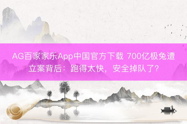 AG百家家乐App中国官方下载 700亿极兔遭立案背后:跑得太快,安全掉队了?